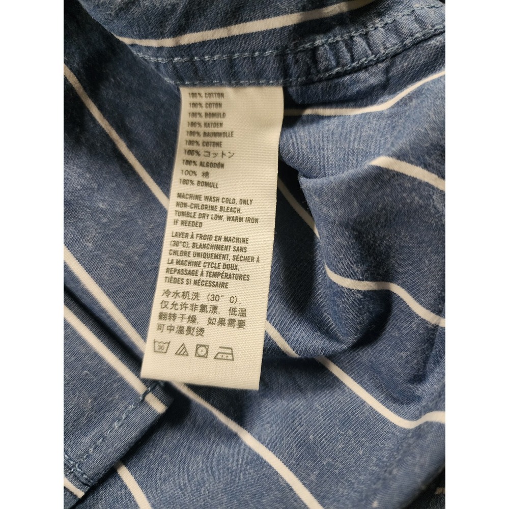 Hollister California Y2k Mens Blue‎ White Stripe Button Up Long Sleeve Shirt Med - Picture 10 of 10